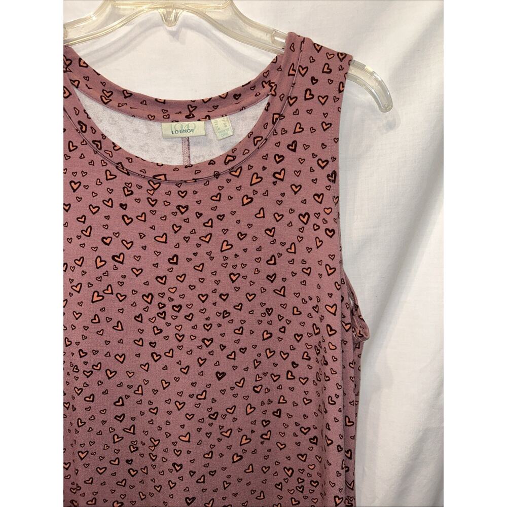 LOGO Lounge Lori Goldstein Size Lg Pink Heart Print Sleeveless Tunic Tank Top - Picture 3 of 10